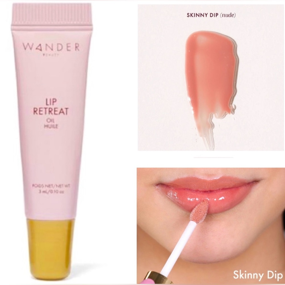 NEW! WANDER BEAUTY Lip Retreat Oil Gloss Mini in Skinny Dip 3.5 mL